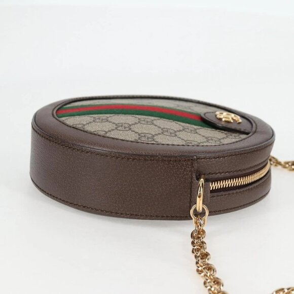 GUCCI GG Supreme Ophidia Chain Web Sherry Line Bag PVC Beige 550618 Auth 138002A - Picture 6 of 16